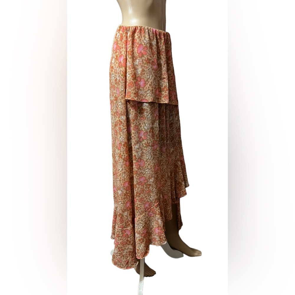 NWOT Free People Intimately Romance Me Beige Tan Orange Floral Maxi Skirt XS - Picture 5 of 13